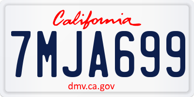 CA license plate 7MJA699