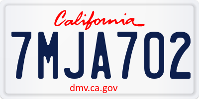 CA license plate 7MJA702