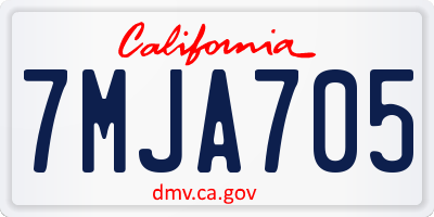 CA license plate 7MJA705