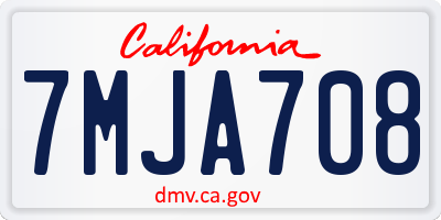CA license plate 7MJA708