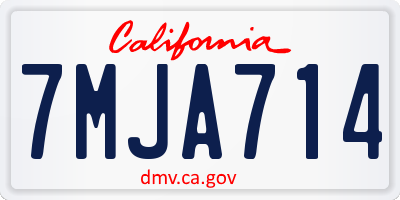 CA license plate 7MJA714