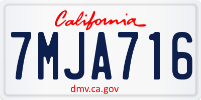 CA license plate 7MJA716