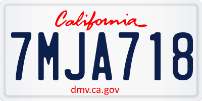 CA license plate 7MJA718