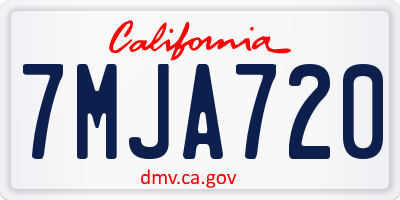 CA license plate 7MJA720