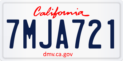 CA license plate 7MJA721