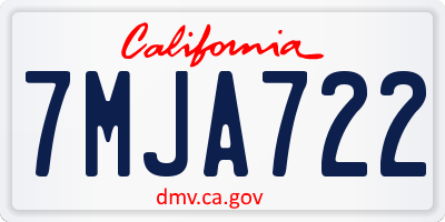 CA license plate 7MJA722