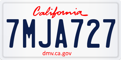 CA license plate 7MJA727