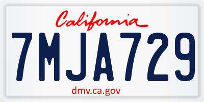 CA license plate 7MJA729