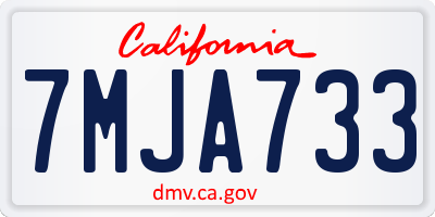 CA license plate 7MJA733