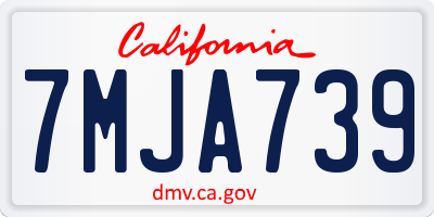 CA license plate 7MJA739