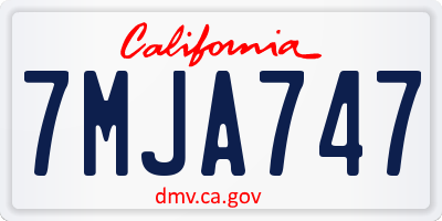 CA license plate 7MJA747
