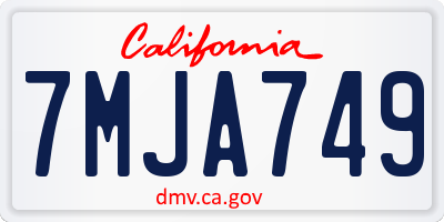 CA license plate 7MJA749