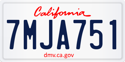 CA license plate 7MJA751