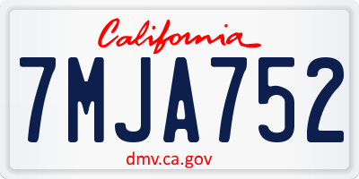 CA license plate 7MJA752