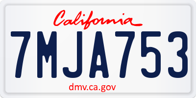 CA license plate 7MJA753