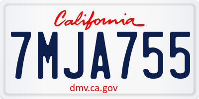 CA license plate 7MJA755