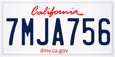 CA license plate 7MJA756