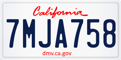 CA license plate 7MJA758