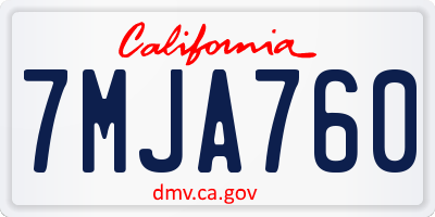 CA license plate 7MJA760