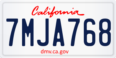 CA license plate 7MJA768