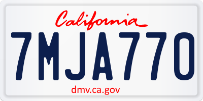 CA license plate 7MJA770