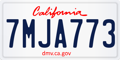 CA license plate 7MJA773