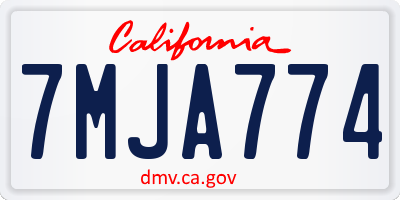 CA license plate 7MJA774