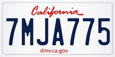 CA license plate 7MJA775