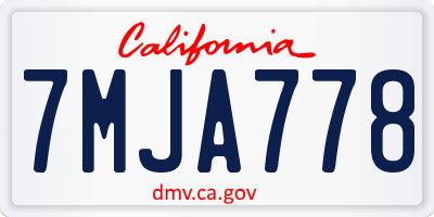 CA license plate 7MJA778