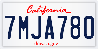 CA license plate 7MJA780