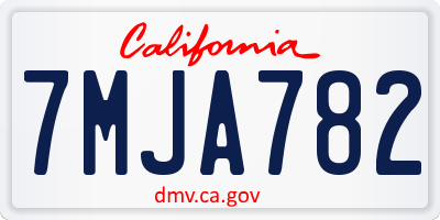 CA license plate 7MJA782