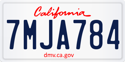 CA license plate 7MJA784