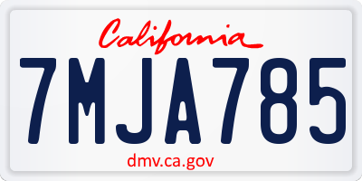 CA license plate 7MJA785