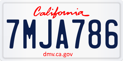 CA license plate 7MJA786