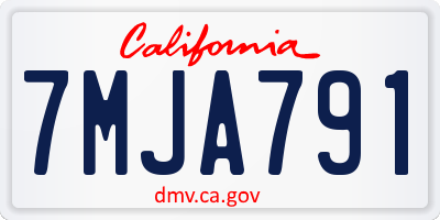 CA license plate 7MJA791