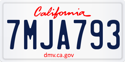 CA license plate 7MJA793
