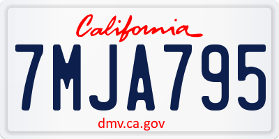 CA license plate 7MJA795