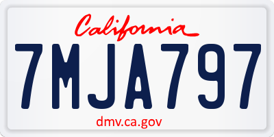 CA license plate 7MJA797