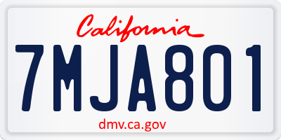 CA license plate 7MJA801