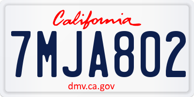 CA license plate 7MJA802