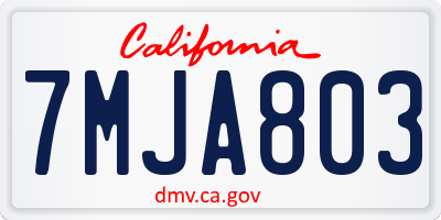 CA license plate 7MJA803