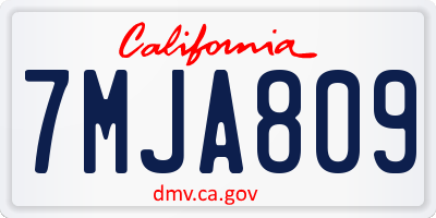 CA license plate 7MJA809