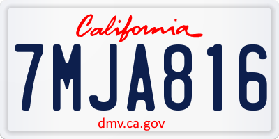 CA license plate 7MJA816