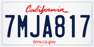 CA license plate 7MJA817