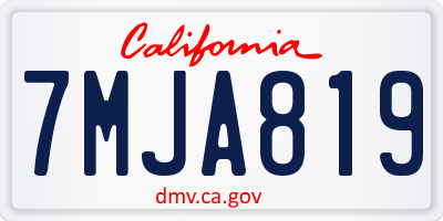 CA license plate 7MJA819