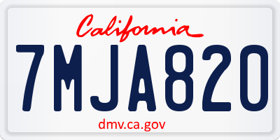 CA license plate 7MJA820