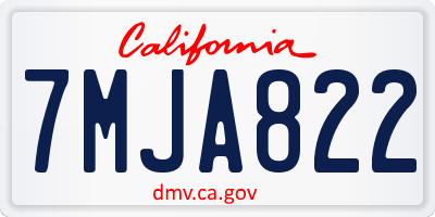 CA license plate 7MJA822