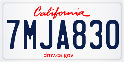 CA license plate 7MJA830