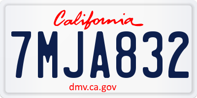 CA license plate 7MJA832