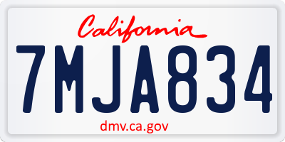 CA license plate 7MJA834